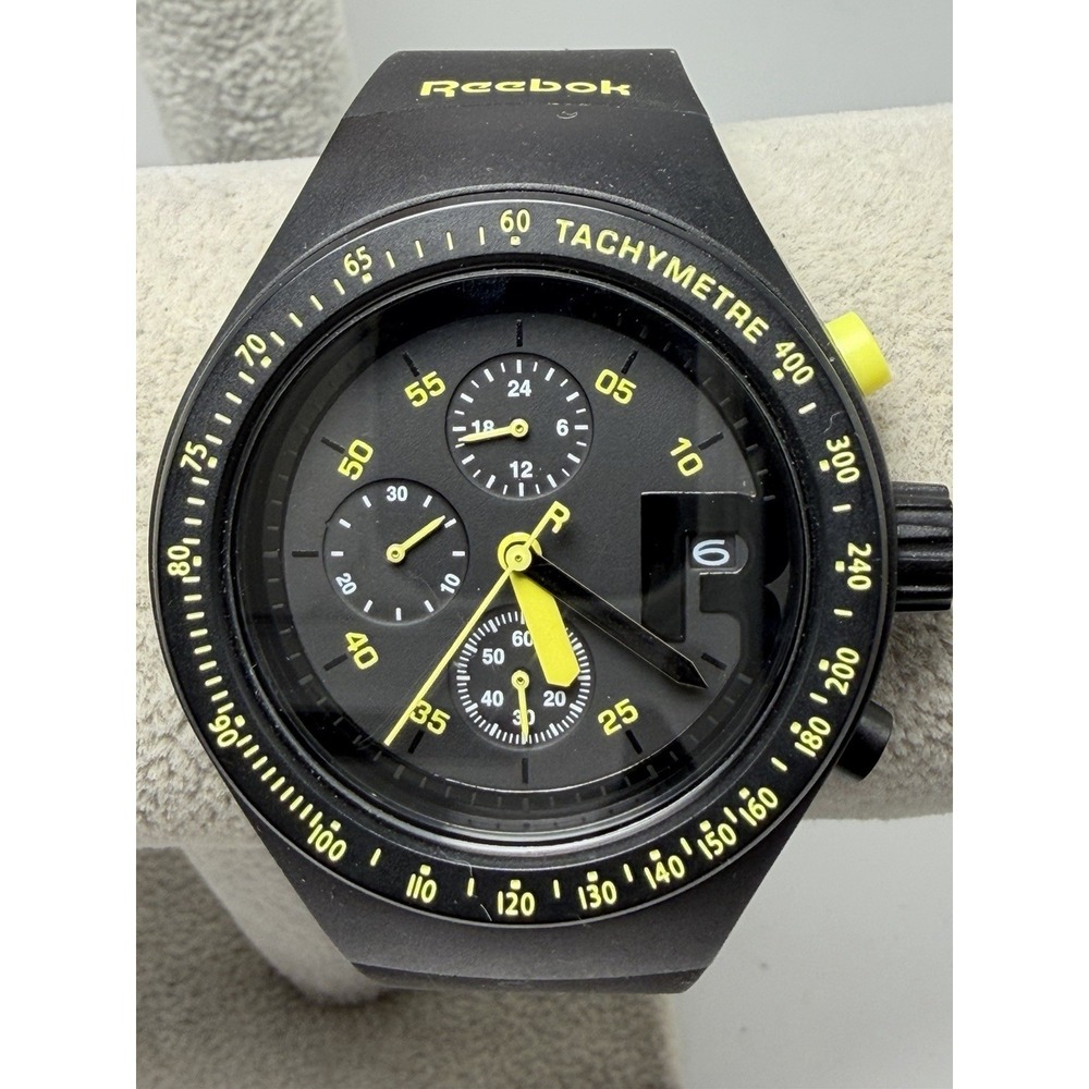Reebok Mens Watch New Battery 44MM 9" Silicone‎ Band Chronograph Rare